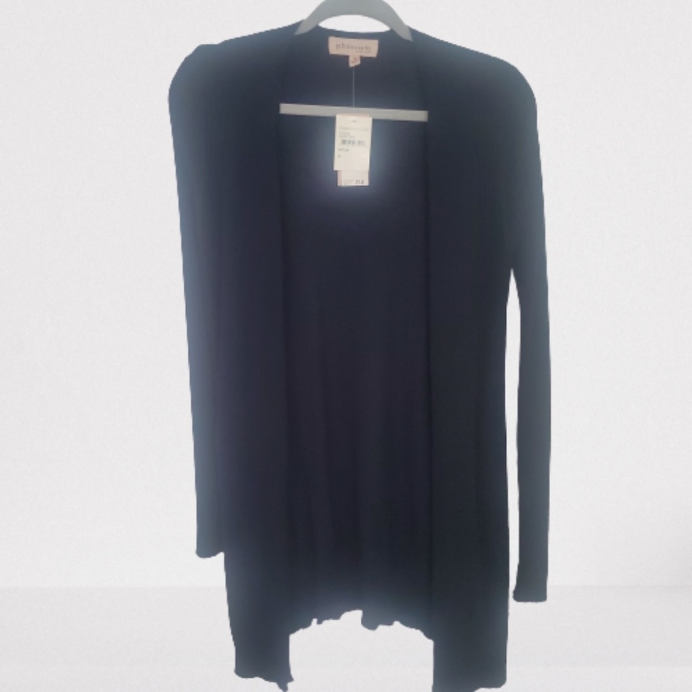 NWT PHILOSOPHY NAVY BLUE KNIT OPEN FRONT CARDIGAN - SIZE MEDIUM